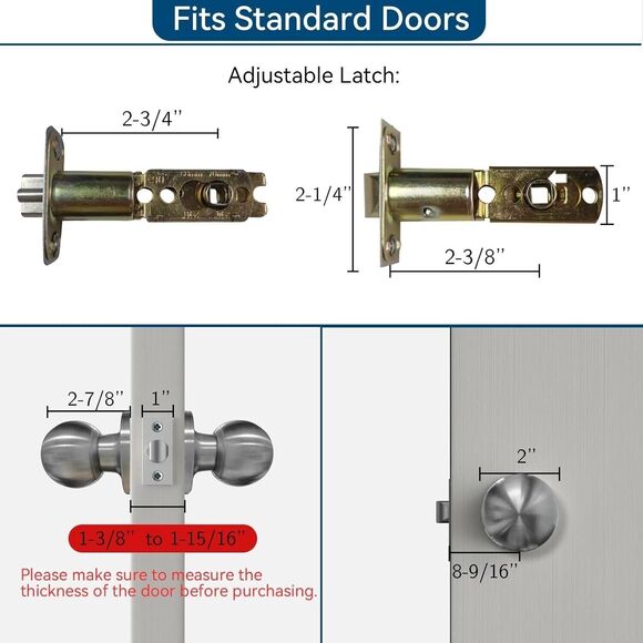 Door Knob Set, Stylish and Durable Door Handle for Interior, Complete Front Door - Picture 3 of 6